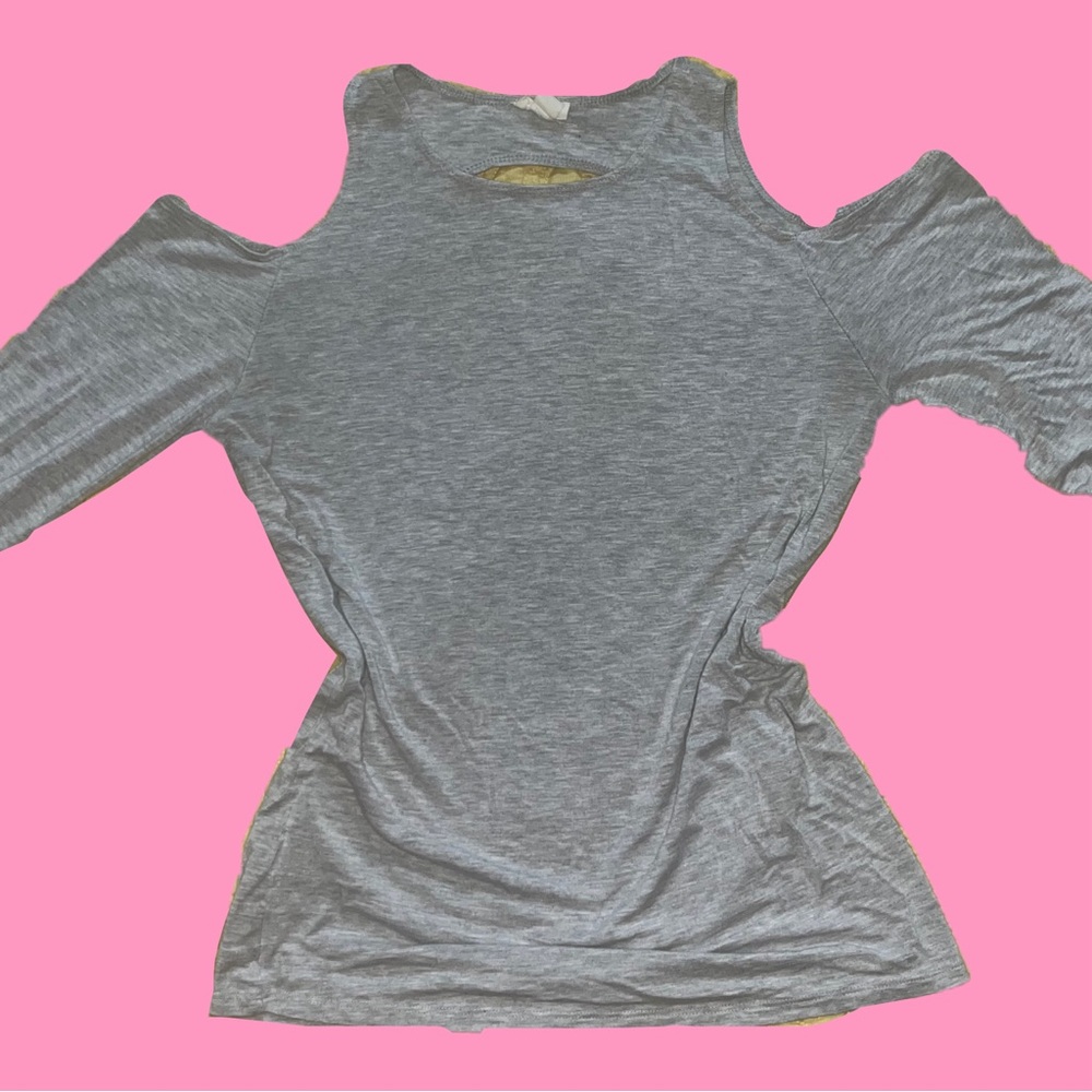 garage gray cold shoulder long sleeve